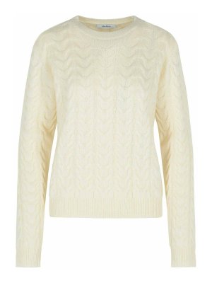 Max Mara: crew necks - White Cashmere Sweater