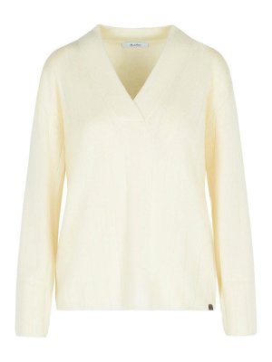 Max Mara: crew necks - Arten White Cashmere Yarn Sweater