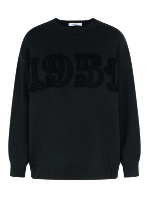 Max Mara: crew necks - Black Wool And Cashmere Sweater