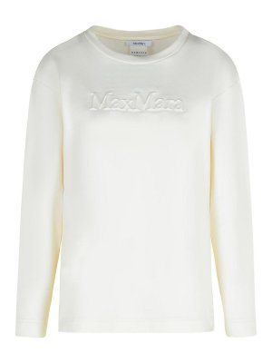 Max Mara: Sweatshirts & Sweaters - Berma Sweatshirt In White Silk And Cotton