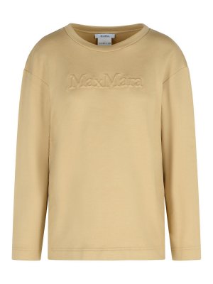 Max Mara: Sweatshirts & Sweaters - Berma Sweatshirt In Silk And Caramel Cotton
