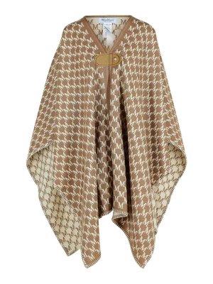 Max Mara: knee length coats - Editti Hood In Virgin Wool And Brown Cotton