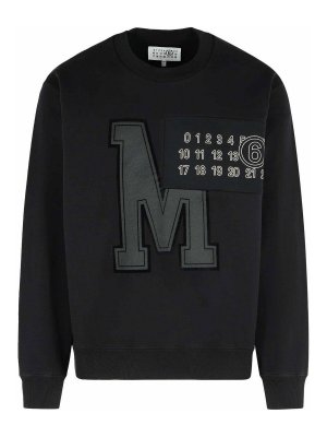 MM6 MAISON MARGIELA: Sweatshirts & Sweaters - Black Cotton Sweatshirt