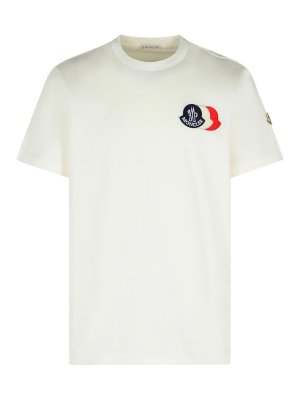 MONCLER: t-shirt - T-shirt di cotone bianco