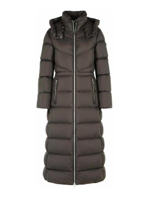 MOOSE KNUCKLES: padded jackets - Belle Long Brown Nylon Down Jacket