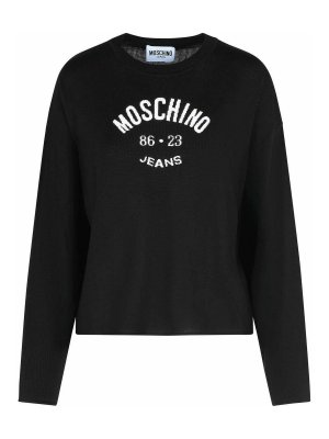 MOSCHINO JEANS: crew necks - Black Virgin Wool Sweater