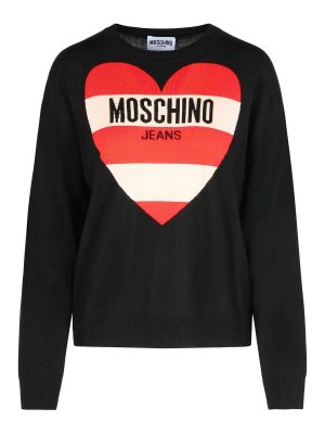 MOSCHINO JEANS: crew necks - Black Virgin Wool Sweater