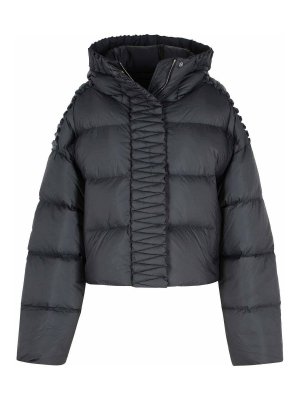 RAXXY: padded jackets - Black Polyester Hooded Down Jacket