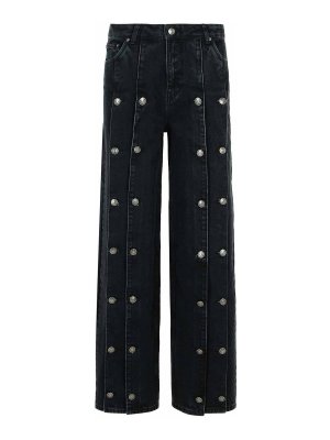 ROTATE Birger Christensen: straight leg jeans - Dizie Black Cotton Blend Jeans