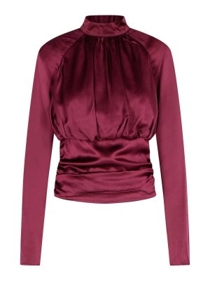 ROTATE Birger Christensen: blouses - Kala Burgundy Silk Blouse