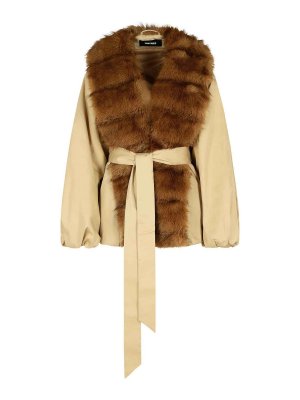 ROTATE Birger Christensen: Pellicce e montoni - Giacca di miscela di cotone donatella beige
