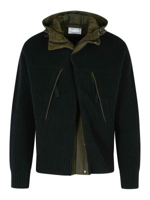 Sacai: casual jackets - Black Wool Blend Jacket