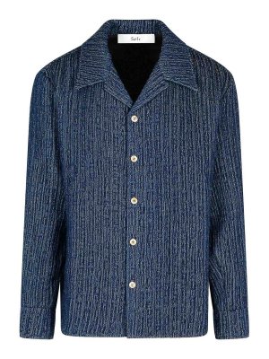 SÉFR: shirts - Wes Blue Cotton Shirt