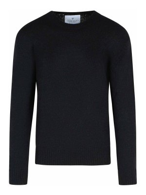 SEVEN GAUGE: crew necks - Black Alpaca Blend Sweater