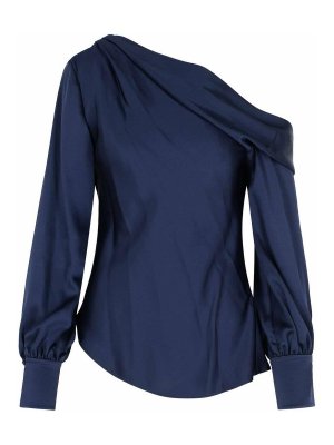 JONATHAN SIMKHAI: blouses - Alice Navy Acetate Blend Blouse