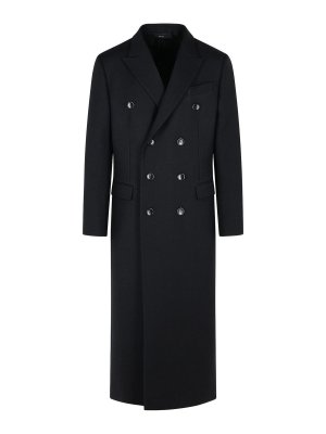 TOM FORD: cappotti lunghi - Cappotto di lana nero
