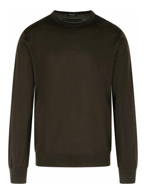 ZEGNA: Suéteres con cuello pico - Suéter Cuello Redondo - Marrón