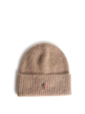 MONCLER: beanies - Beige Alpaca And Wool Tricot Beanie
