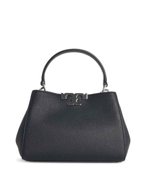TORY BURCH: shopper - Borsa in pelle nera Eleanor
