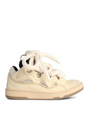 LANVIN: trainers - Curb Beige Leather Blend Sneakers