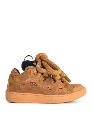 LANVIN: trainers - Curb Beige Leather Blend Sneakers