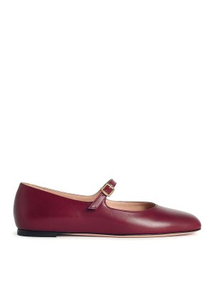 BALLY: flat shoes - Belkys Burgundy Leather Ballet Flats