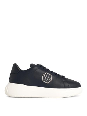 PHILIPP PLEIN: trainers - Lo-Top Black Leather Sneakers