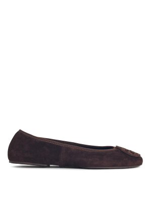 TORY BURCH: flat shoes - Dancer the suede dark cocoa