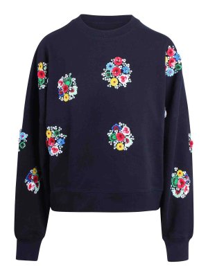 ESSENTIEL ANTWERP: Sweatshirts & Sweaters - Green sweatshirt with floral embroidery