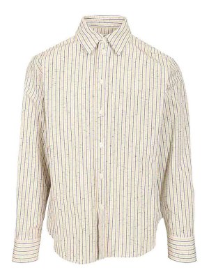 BOTTEGA VENETA: shirts - Striped Cotton And Linen Shirt