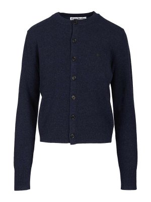 Acne Studios: cardigans - Crew Neck Wool Cardigan