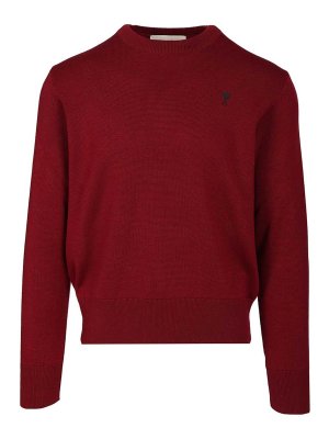 AMI PARIS: Strickpullover mit Rundhalsausschnitt - Rundhalspullover - Dunkelrot