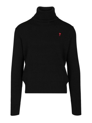 AMI PARIS: Strickpullover mit Rundhalsausschnitt - Rundhalspullover - Schwarz