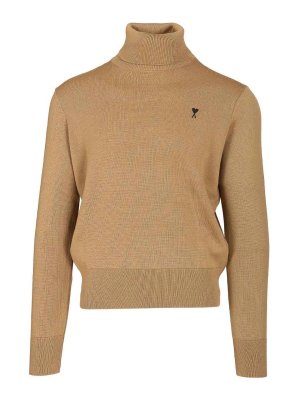 AMI PARIS: Strickpullover mit Rundhalsausschnitt - Rundhalspullover - Beige