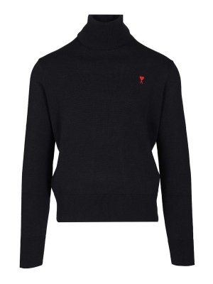 AMI PARIS: Strickpullover mit Rundhalsausschnitt - Rundhalspullover - Blau