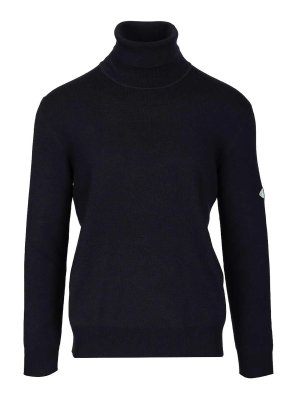 BOTTEGA VENETA: crew necks - Navy Blue Wool Turtleneck Sweater