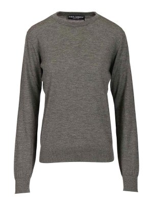 DOLCE & GABBANA: Strickpullover mit Rundhalsausschnitt - Rundhalspullover - Grau