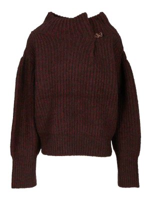 DRIES VAN NOTEN: Strickpullover mit Rundhalsausschnitt - Rundhalspullover - Dunkelrot