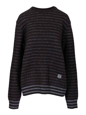 LOEWE: Strickpullover mit Rundhalsausschnitt - Rundhalspullover - Blau