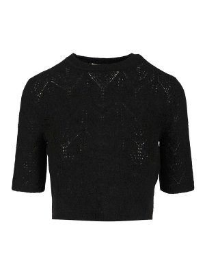 P.A.R.O.S.H.: Strickpullover mit Rundhalsausschnitt - Rundhalspullover - Schwarz