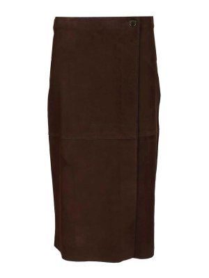 P.A.R.O.S.H.: Knee length skirts & Midi - Suede midi skirt