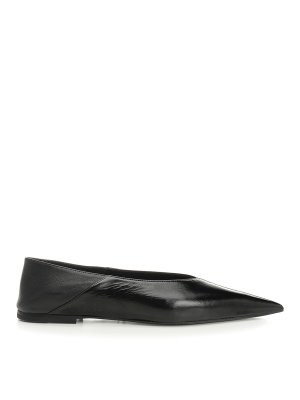 SAINT LAURENT: flat shoes - Carolyn Leather Ballerinas