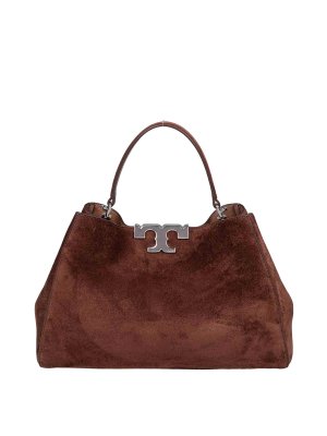 TORY BURCH: totes bags - Eleanor Boston Bag in Cocoa Color Suede