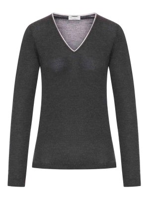 BRUNELLO CUCINELLI: crew necks - Wool Sweater With Contrasting Trim