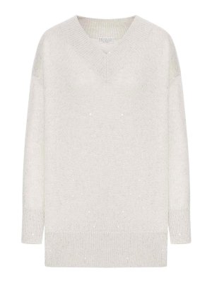 BRUNELLO CUCINELLI: Strickpullover mit Rundhalsausschnitt - Rundhalspullover - Nude