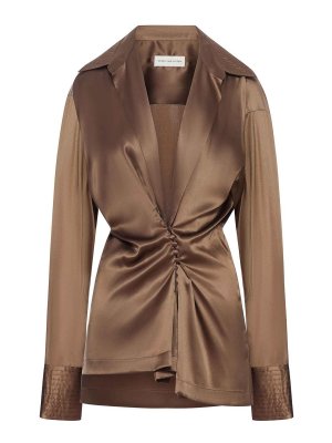 DRIES VAN NOTEN: blouses - Silk Blouse With Front Draping