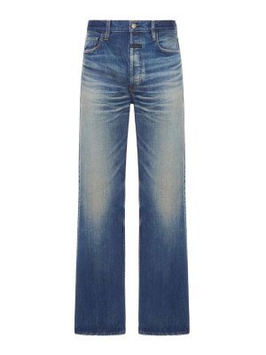 FEAR OF GOD: straight leg jeans - Washed Denim Jeans