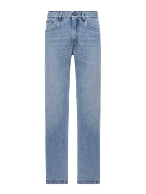 FENDI: straight leg jeans - Light Blue Denim Pants