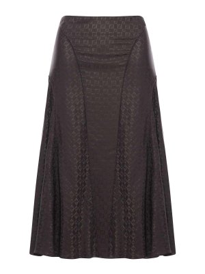 FENDI: Knee length skirts & Midi - Brown Ff Jacquard Silk Skirt