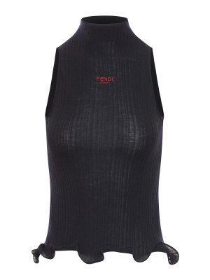 FENDI: Tops & Tank tops - Cotton Top Finished With Ruffles